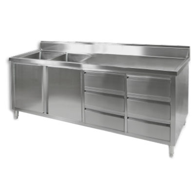 DSC-2100L-H KITCHEN TIDY CABINET WITH DOUBLE LEFT SINKS