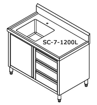 SC-7-1200L-H CABINET WITH LEFT SINK
