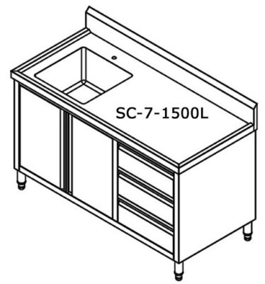 SC-7-1500L-H CABINET WITH LEFT SINK