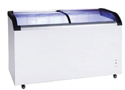 Two glass sliding lids chest freezer with castors – ST545