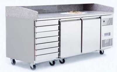 Atosa 2 Door Refrigerated Pizza Table With Drawers 2010 mm