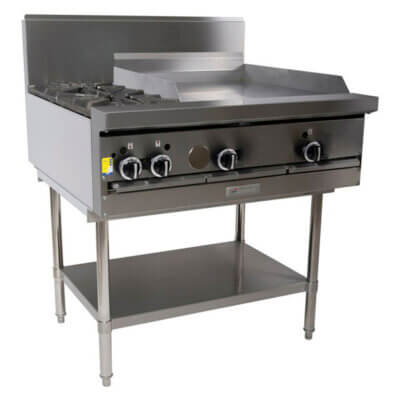 2 Burner Cook Top with 600mm Griddle Plate