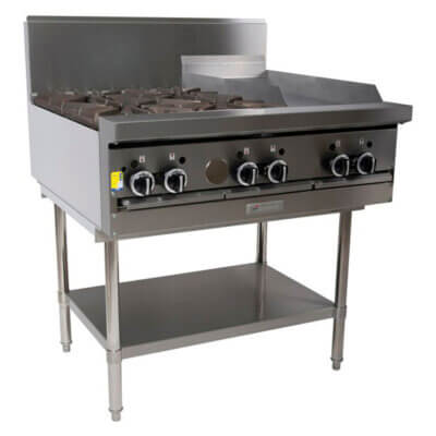 4 Burner Cook Top with 600mm Griddle Plate