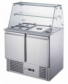 Two Door Salad Prep Fridge with Square Glass Top – XS900GC – Fits 1×1/1,3×1/3 & 3×1/6