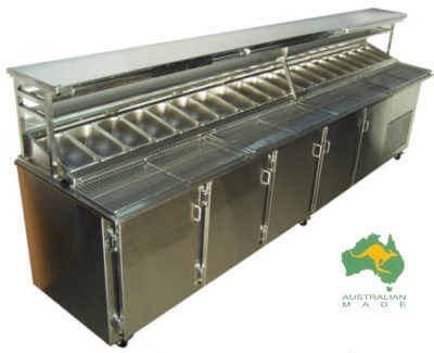 VIP Pizza (Food) Preparation Bar; 7-20 x 1/3 size pots; single or double side; standard and made to order