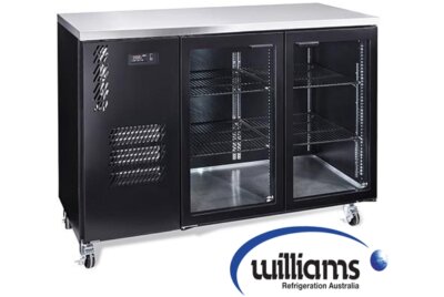 Williams Cameo – Two Door Black Colorbond Under Counter Display Refrigerator