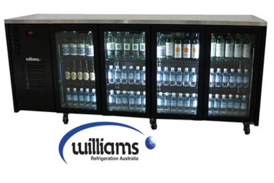 Williams Cameo – Four Door Black Colorbond Under Counter Display Refrigerator