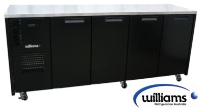 Williams Cameo – Four Door Black Colorbond Under Counter Display Refrigerator