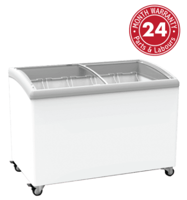 Curved Glass Display Chest Freezers – 374L