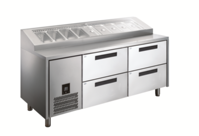 Glacian HPB1815DD Pizza Prep with Drawers – 9 x 1/3 size pans
