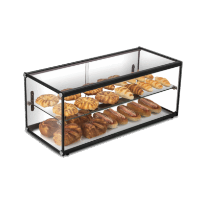 Exquisite Two Tiers Flat Glass Ambient Cake Display