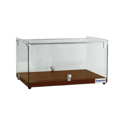 Exquisite CD35-Walnut One Tier Flat Glass Ambient Cake Display  Elegant Walnut Colour
