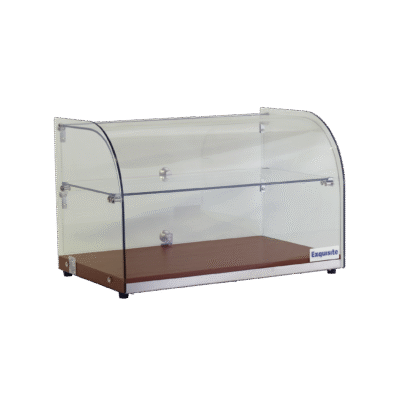 Exquisite CD45-Walnut Two Tiers Curved Glass Ambient Cake Display  Elegant Walnut Colour 45 Litre