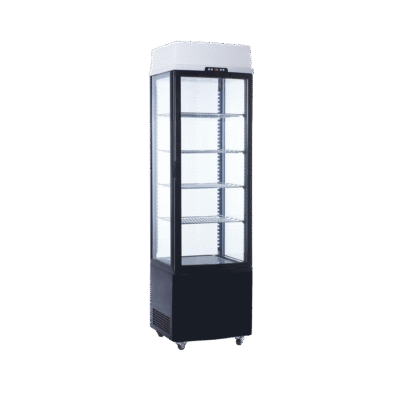 Exquisite CTD235 Four Sided Glass Upright Display Refrigerators Black with LED 235 Litre