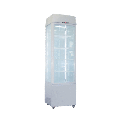 Exquisite CTD235 Four Sided Glass Upright Display Refrigerators White with LED 235 Litre
