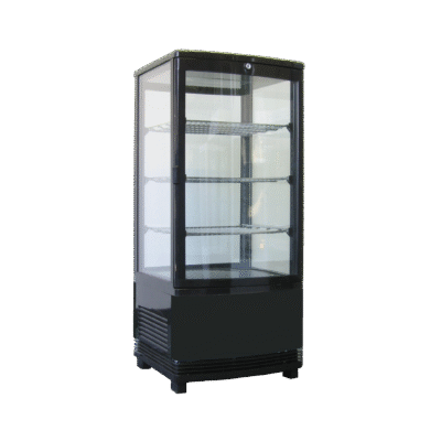 Exquisite CTD78 Four Sided Glass Counter Top Display Refrigerators Black with 2 corner LED 86 Litre