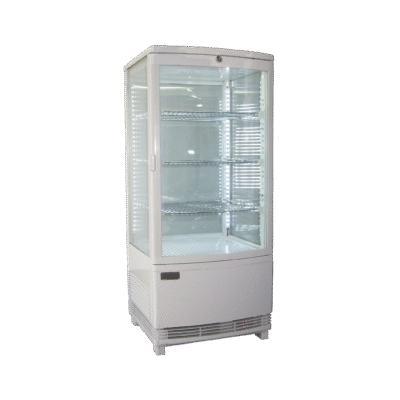 Exquisite CTD78LED Four Sided Glass Counter Top Display Refrigerators White with 4 corner LED 86 Litre