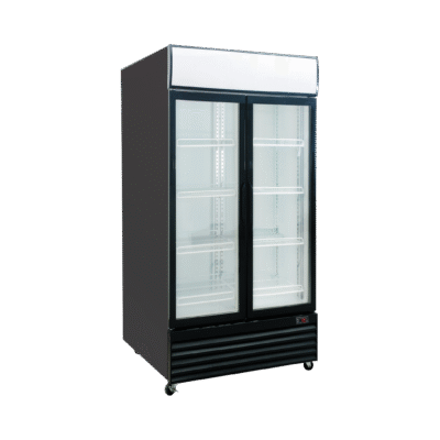 Exquisite DC1000P Two Glass Doors Upright Display Refrigerators Black 1000 Litre
