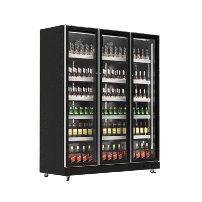 Exquisite Three Glass Doors Upright Display Refrigerators Black 1070 Litre