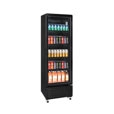 Exquisite One Glass Doors Upright Display Refrigerators Black 150 Litre