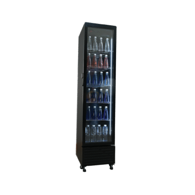 Exquisite One Glass Doors Upright Display Refrigerators Black 229 Litre