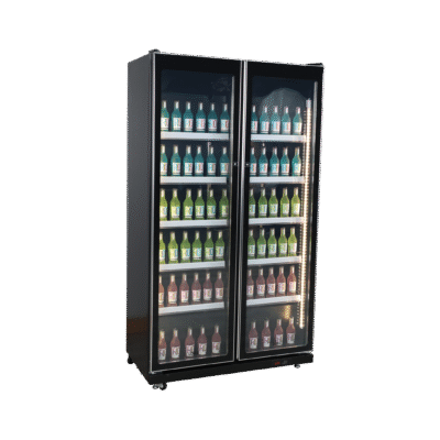 Exquisite Two Glass Doors Upright Display Refrigerators Black 690 Litre