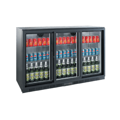 Exquisite UBC330 Three Sliding Doors Backbar Display Refrigerators 900mm Height